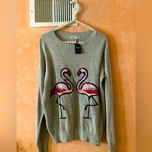Abercrombie sequins  flamingo sweater size 13-14 NWT